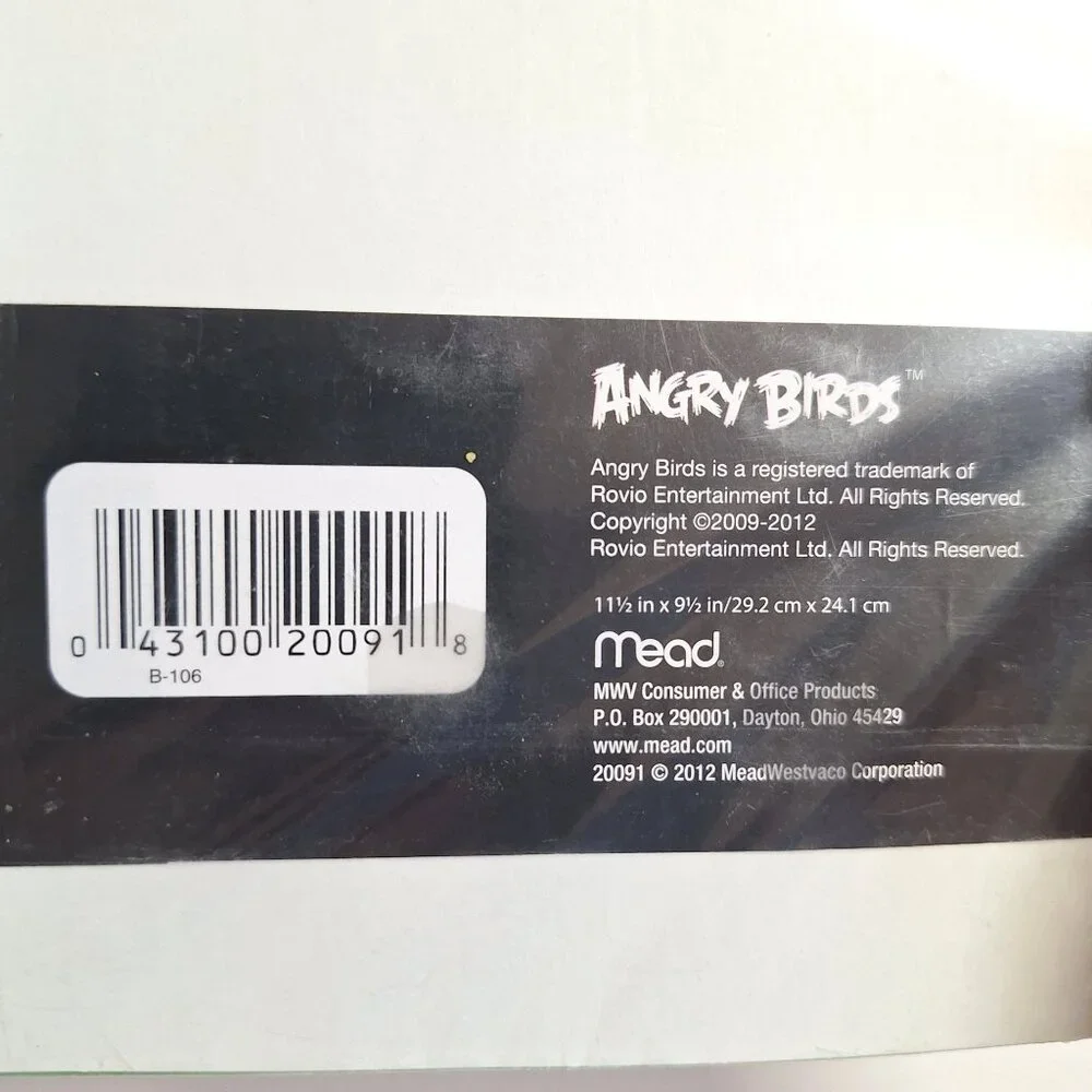 Angry Birds 5-Tab Binder Dividers Mead 11.5x9.5 2012 Red Green Yellow Blue Black